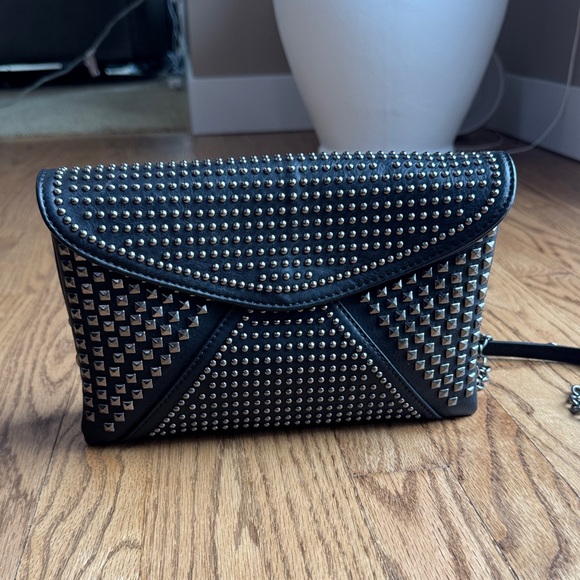 MMS Handbags - MMS Design Studio Black Studded Envelope Crossbody